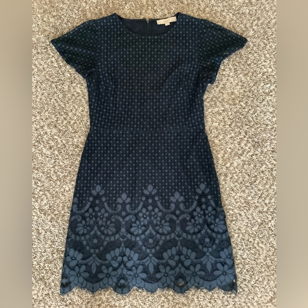 Beautiful Loft dress Navy eyelet